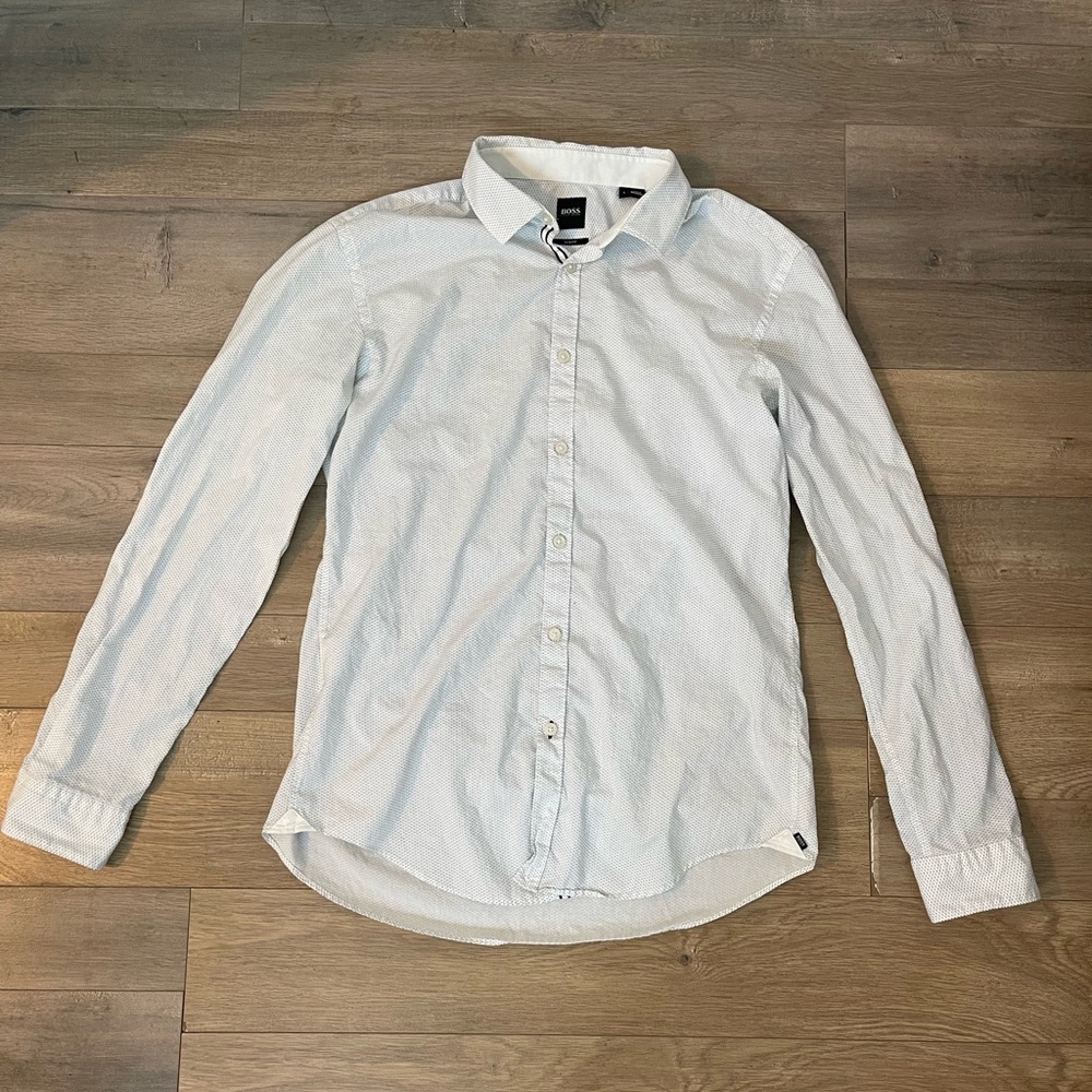 Boss Blue Patterned Button Up Shirt
